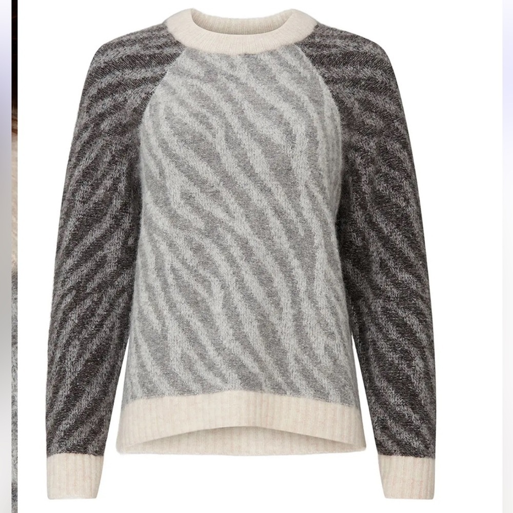 Parker Bella Zebra Pattern Gray And Cream Sweater - image 4
